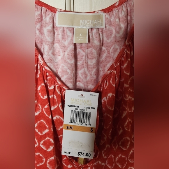 NWT Small Michael Kors Coral Reef Cold Shoulder Top - Picture 4 of 6